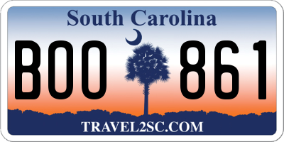 SC license plate BOO861