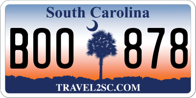 SC license plate BOO878