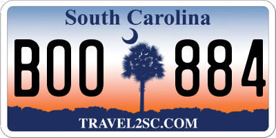 SC license plate BOO884