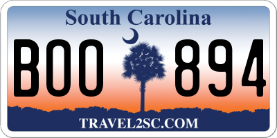 SC license plate BOO894
