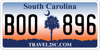 SC license plate BOO896