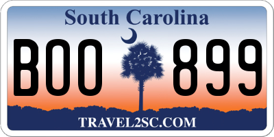 SC license plate BOO899