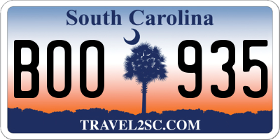 SC license plate BOO935