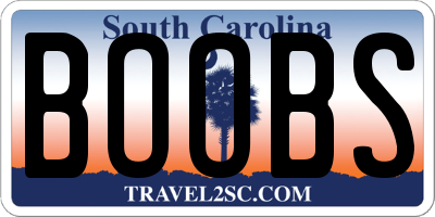 SC license plate BOOBS