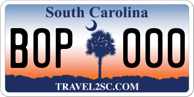 SC license plate BOP000