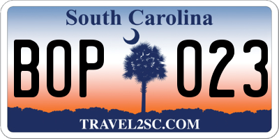 SC license plate BOP023