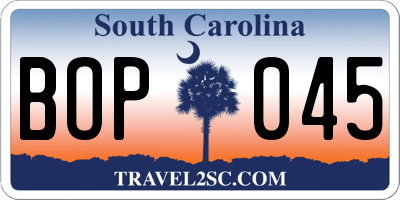 SC license plate BOP045