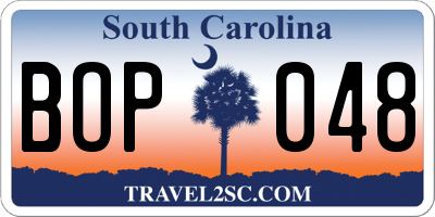 SC license plate BOP048