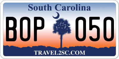 SC license plate BOP050