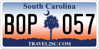SC license plate BOP057