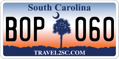 SC license plate BOP060