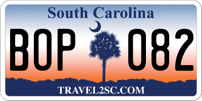 SC license plate BOP082