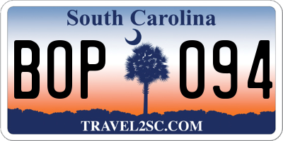 SC license plate BOP094