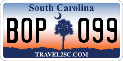 SC license plate BOP099