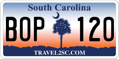 SC license plate BOP120