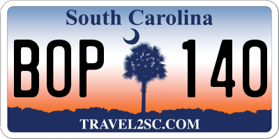 SC license plate BOP140