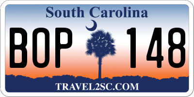 SC license plate BOP148