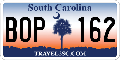 SC license plate BOP162
