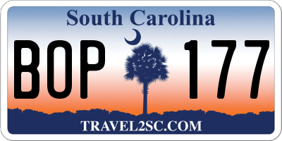 SC license plate BOP177