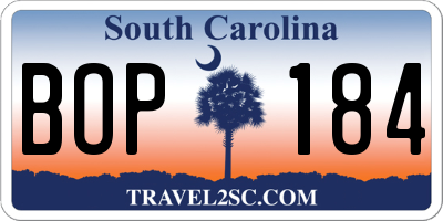 SC license plate BOP184