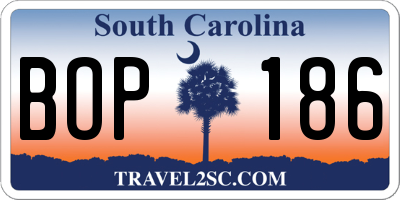 SC license plate BOP186