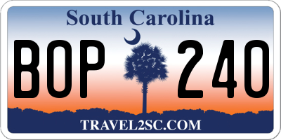 SC license plate BOP240