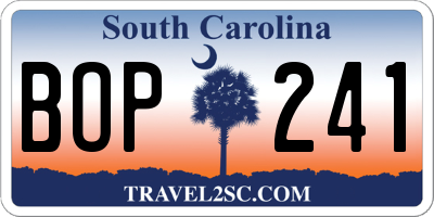 SC license plate BOP241