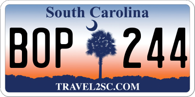 SC license plate BOP244