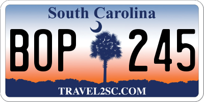 SC license plate BOP245