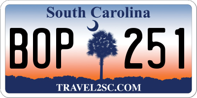 SC license plate BOP251