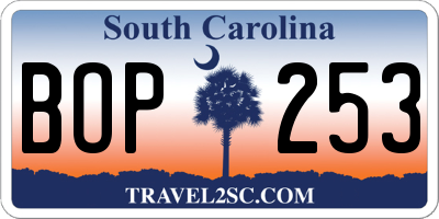 SC license plate BOP253