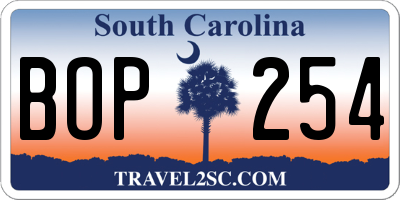 SC license plate BOP254