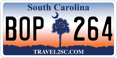SC license plate BOP264