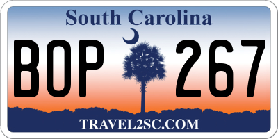 SC license plate BOP267