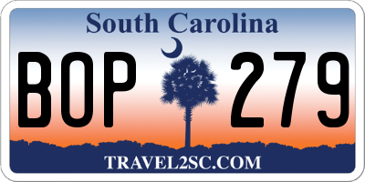 SC license plate BOP279