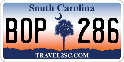 SC license plate BOP286