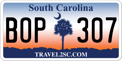 SC license plate BOP307