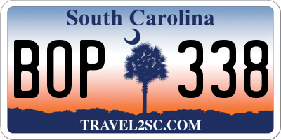 SC license plate BOP338