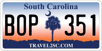 SC license plate BOP351