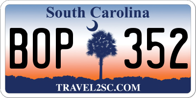 SC license plate BOP352