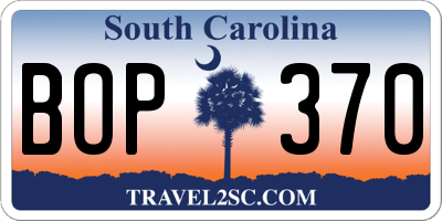 SC license plate BOP370