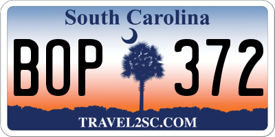 SC license plate BOP372