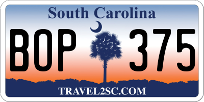 SC license plate BOP375