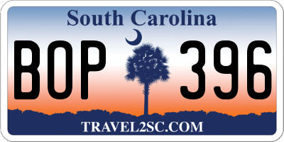 SC license plate BOP396