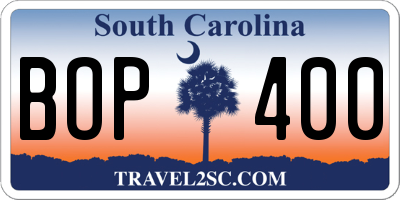 SC license plate BOP400