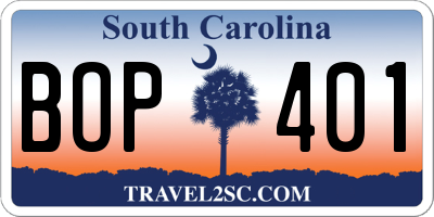 SC license plate BOP401