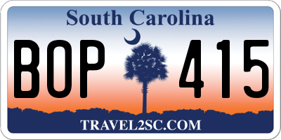 SC license plate BOP415