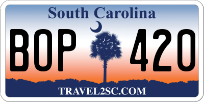 SC license plate BOP420
