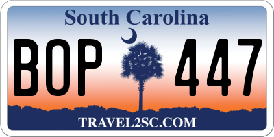 SC license plate BOP447