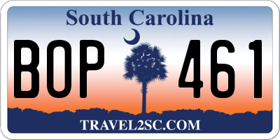 SC license plate BOP461